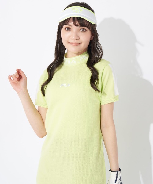 FILA GOLF(フィラゴルフ )の「軽量ニット 半袖モックネックワンピース(ワンピース・レディース・ピンク/ライム/ブルー・MEDIUM/SMALL/LARGE)」の6枚目の写真