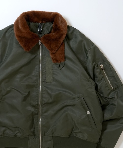 おしゃれスタ(オシャレスタ)の「Vintage-like heavy nylon twill B-15 flight jacket/ヴィンテージライク ヘビーナイロンツイル B-15 フライトジャケット(MA-1・メンズ・カーキ/ブラック・XL/L/M)」の2枚目の写真