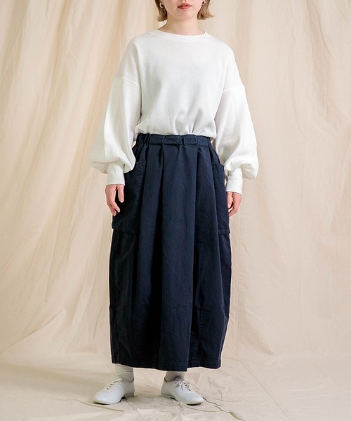 Brocante ブロカント／へリンボンブトンカーゴスカート／ベージュ Brocante / ブロカント] ヘリンボン ブトンカーゴスカート | Domingo