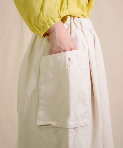 Brocante / ブロカント] ヘリンボン ブトンカーゴスカート
