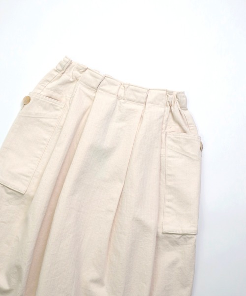 Brocante ブロカント／へリンボンブトンカーゴスカート／ベージュ Brocante / ブロカント] ヘリンボン ブトンカーゴスカート