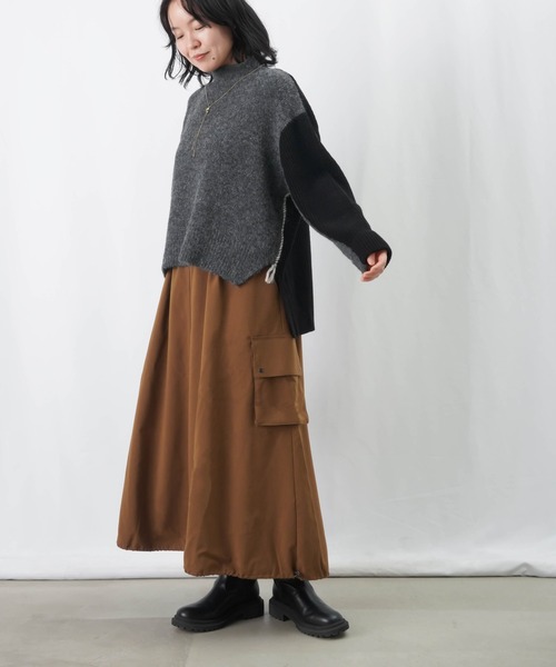 LUCA/LADY LUCK LUCA(ルカ/レディラックルカ)の「LC/LLL 前後編み立て違いボトルネックニットプルオーバー(ニット/セーター・レディース・ライトグレー/チャコールグレー/ブラック・FREE)」の5枚目の写真