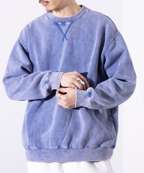 GLOSTER（グロスター）の「【GLOSTER/グロスター】ピグメント裏起毛 プルオーバー クルーネックスウェット（スウェット・メンズ・ブラック/ピンク/ブルー/グリーン・M/L/S）」の3枚目の写真