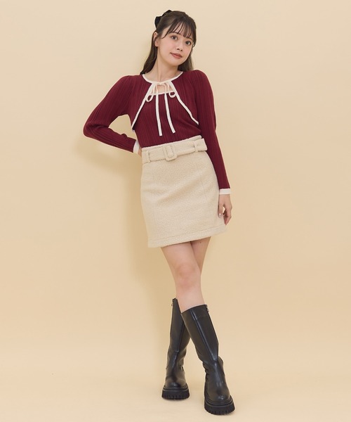 REDYAZEL(レディアゼル)の「ベルティッドブークレミニスカート(スカート・レディース・ホワイト/ブラック・SMALL/MEDIUM)」の10枚目の写真