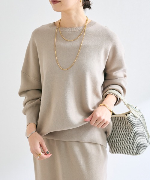 リヴドロワ　【セットアップ対応】コットンスムースラウンドヘムニット セール】【セットアップ対応】コットンスムースラウンドヘムニット