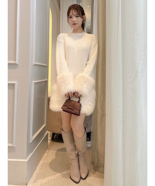 dazzlin（ダズリン）の「ファーニットワンピース（ワンピース・レディース・ブラウン/オフホワイト/ピンク/グレー・FREE）」の7枚目の写真