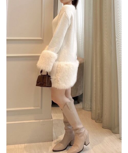 dazzlin（ダズリン）の「ファーニットワンピース（ワンピース・レディース・ブラウン/オフホワイト/ピンク/グレー・FREE）」の10枚目の写真