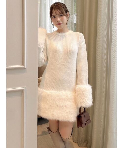 dazzlin（ダズリン）の「ファーニットワンピース（ワンピース・レディース・ブラウン/オフホワイト/ピンク/グレー・FREE）」の11枚目の写真