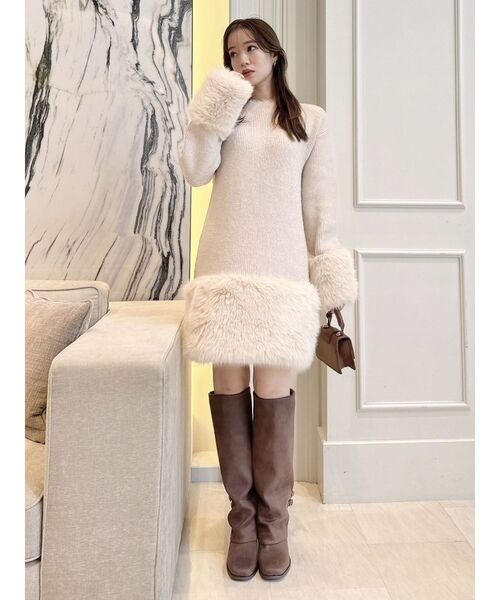 dazzlin（ダズリン）の「ファーニットワンピース（ワンピース・レディース・ブラウン/オフホワイト/ピンク/グレー・FREE）」の15枚目の写真