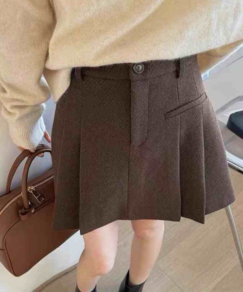 セール】フェイクウールボックスプリーツミニスカート/スカパン