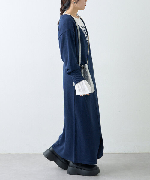 CIAOPANIC TYPY（チャオパニックティピー）の「２WAY深Vネックニットワンピース（ワンピース・レディース・ベージュ/ネイビー/ブラック・MEDIUM/LARGE）」の13枚目の写真