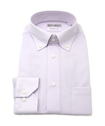 WEB限定【完全ノーアイロン】長袖 アイシャツ ボタンダウン ストレッチ 織柄無地 i-shirt 通年