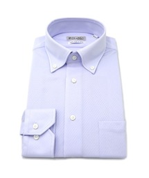 WEB限定【完全ノーアイロン】長袖 アイシャツ ボタンダウン ストレッチ 織柄無地 i-shirt 通年