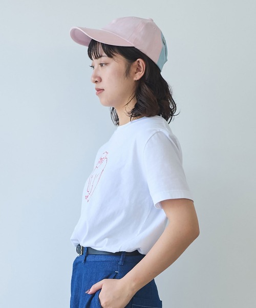 bulle de savon（ビュルデサボン）の「マヌルネコ刺繍Tシャツ（Tシャツ/カットソー・レディース・ホワイト/ブルー/グレー・FREE）」の5枚目の写真