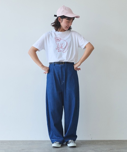 bulle de savon（ビュルデサボン）の「マヌルネコ刺繍Tシャツ（Tシャツ/カットソー・レディース・ホワイト/ブルー/グレー・FREE）」の13枚目の写真