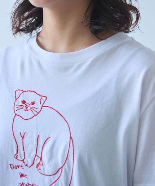 bulle de savon（ビュルデサボン）の「マヌルネコ刺繍Tシャツ（Tシャツ/カットソー・レディース・ホワイト/ブルー/グレー・FREE）」の18枚目の写真