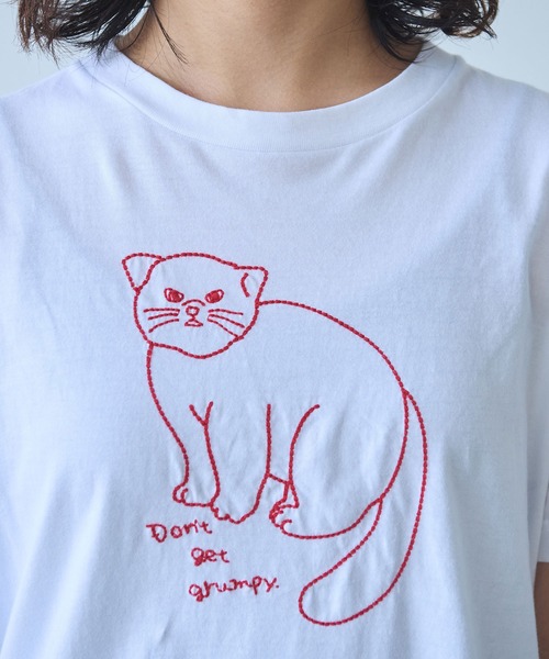 bulle de savon（ビュルデサボン）の「マヌルネコ刺繍Tシャツ（Tシャツ/カットソー・レディース・ホワイト/ブルー/グレー・FREE）」の20枚目の写真