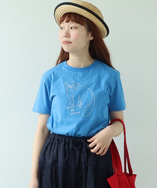 bulle de savon ビュルデサボン マヌルネコ刺繍Tシャツ 03-01-CT-024-25-1 AMBIDEX Store △〇マヌルネコ 刺繍 Tシャツ(F シロ): bulle de