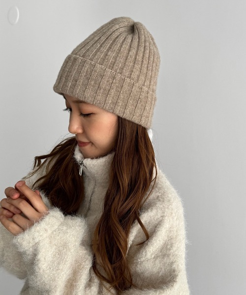 CANAL JEAN（キャナルジーン）の「El mar　リブニットCAP（ニットキャップ/ビーニー・レディース・チャコールグレー/ライトグレー/ブラウン/ベージュ/ネイビー・ONE SIZE）」の5枚目の写真