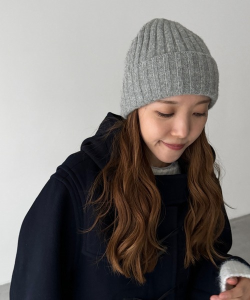 CANAL JEAN（キャナルジーン）の「El mar　リブニットCAP（ニットキャップ/ビーニー・レディース・チャコールグレー/ライトグレー/ブラウン/ベージュ/ネイビー・ONE SIZE）」の3枚目の写真