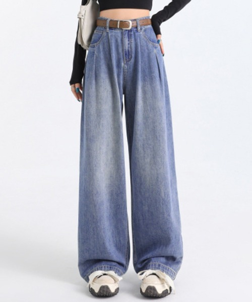 DAY CLOSET（デイ クローゼット）の「レディース ユルシルエットハイウエストワイドデニムパンツ（デニムパンツ・レディース・ブルー/ダークインディゴブルー/ネイビー/サンドベージュ/オフホワイト/ライトブルー・S/L/XL/M/XS）」の5枚目の写真