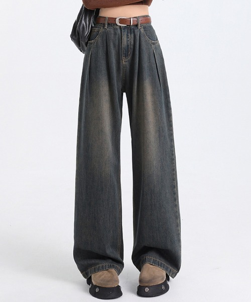 DAY CLOSET（デイ クローゼット）の「レディース ユルシルエットハイウエストワイドデニムパンツ（デニムパンツ・レディース・ブルー/ダークインディゴブルー/ネイビー/サンドベージュ/オフホワイト/ライトブルー・S/L/XL/M/XS）」の6枚目の写真