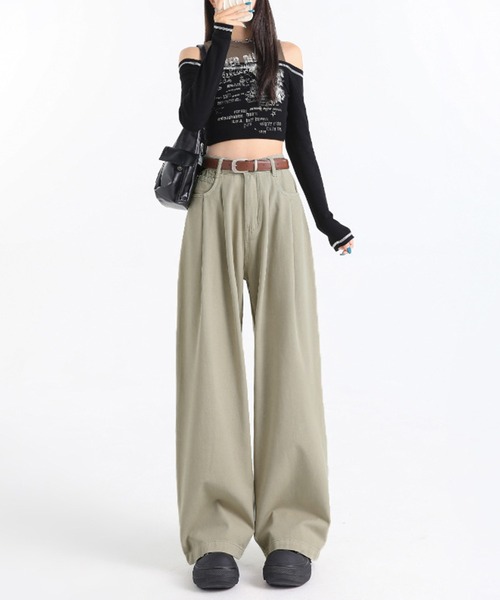DAY CLOSET（デイ クローゼット）の「レディース ユルシルエットハイウエストワイドデニムパンツ（デニムパンツ・レディース・ブルー/ダークインディゴブルー/ネイビー/サンドベージュ/オフホワイト/ライトブルー・S/L/XL/M/XS）」の15枚目の写真