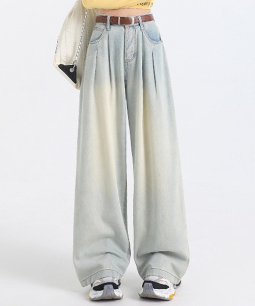DAY CLOSET（デイ クローゼット）の「レディース ユルシルエットハイウエストワイドデニムパンツ（デニムパンツ・レディース・ブルー/ダークインディゴブルー/ネイビー/サンドベージュ/オフホワイト/ライトブルー・S/L/XL/M/XS）」の16枚目の写真