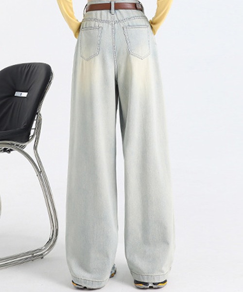 DAY CLOSET（デイ クローゼット）の「レディース ユルシルエットハイウエストワイドデニムパンツ（デニムパンツ・レディース・ブルー/ダークインディゴブルー/ネイビー/サンドベージュ/オフホワイト/ライトブルー・S/L/XL/M/XS）」の17枚目の写真