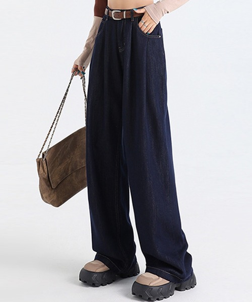 DAY CLOSET（デイ クローゼット）の「レディース ユルシルエットハイウエストワイドデニムパンツ（デニムパンツ・レディース・ブルー/ダークインディゴブルー/ネイビー/サンドベージュ/オフホワイト/ライトブルー・S/L/XL/M/XS）」の21枚目の写真