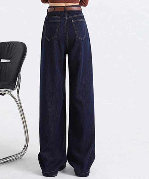 DAY CLOSET（デイ クローゼット）の「レディース ユルシルエットハイウエストワイドデニムパンツ（デニムパンツ・レディース・ブルー/ダークインディゴブルー/ネイビー/サンドベージュ/オフホワイト/ライトブルー・S/L/XL/M/XS）」の22枚目の写真