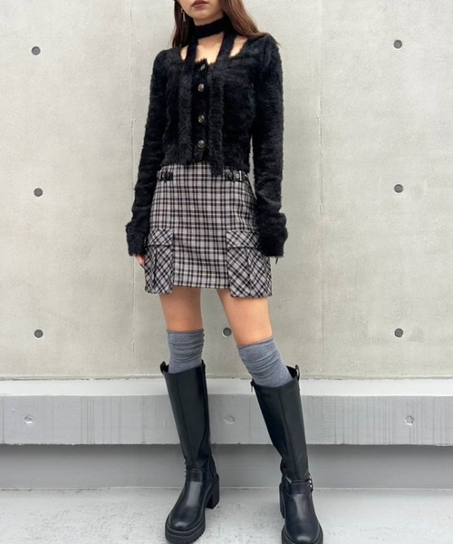 EGOIST(エゴイスト)の「ストール付スクエアネックニットトップス(ニット/セーター・レディース・ホワイト/ブラック/マルチ・FREE)」の10枚目の写真