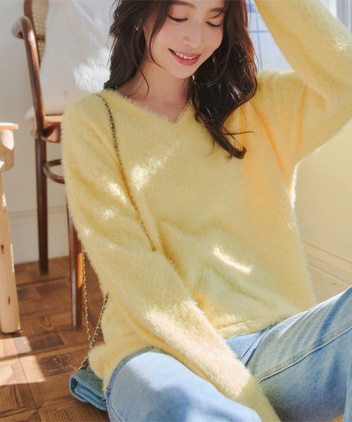 KOBE LETTUCE(コウベレタス)の「シャギーニットトップス(ニット/セーター・レディース・オフホワイト/イエロー/パープル/チャコール・M)」の11枚目の写真