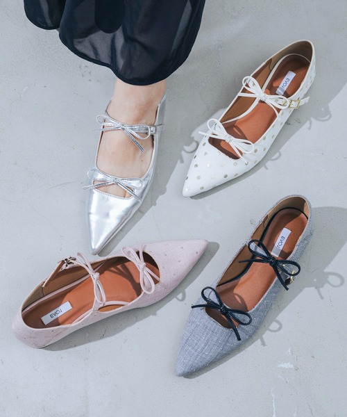 EVOL（イーボル）の「【軽量・柔らかい】ダブルリボンポインテッドパンプス IY5631（パンプス・レディース・ブラック/レオパード/アイボリー/シルバー/ピンク/ブラック系その他/ブラック×ブラック/グレー系その他/ピンク系その他/ベージュ/グレー系その他2/グレー/ライトピンク/ホワイト・25.0cm/24.5cm/24.0cm/23.5cm/23.0cm/22.5cm/22.0cm）」の13枚目の写真