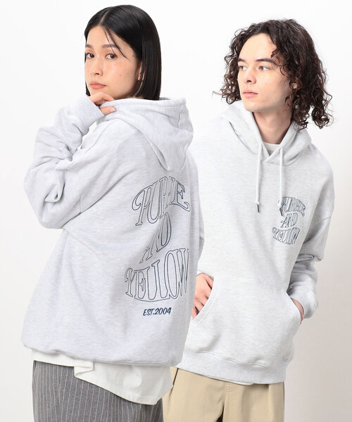 パープル フードパーカー ロゴ刺繍LL 裏毛ロゴ刺繍パーカ（パーカー）｜Purple&Yellow（パープル