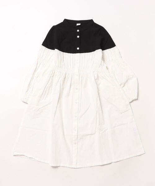 エヌエイチティー 配色ギャザーワンピース（ワンピース）｜NHT（エヌエイチティー） 5,390円