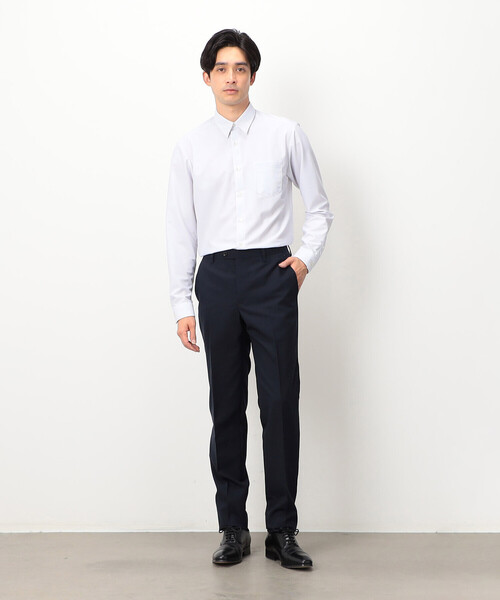 COMME CA ISM(コムサイズム)の「ポリエステル トリコット ストライプ ドレスシャツ(ビジネスシャツ・メンズ・ネイビー/グレー・MEDIUM/SMALL/X-LARGE/LARGE)」の3枚目の写真