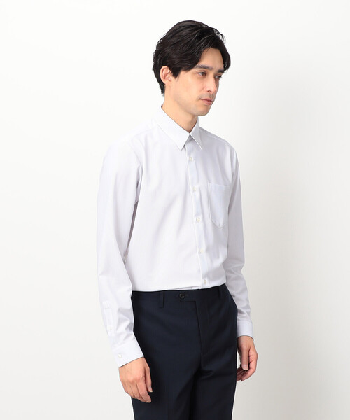 COMME CA ISM(コムサイズム)の「ポリエステル トリコット ストライプ ドレスシャツ(ビジネスシャツ・メンズ・ネイビー/グレー・MEDIUM/SMALL/X-LARGE/LARGE)」の6枚目の写真
