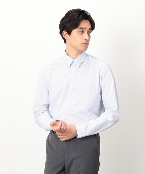 COMME CA ISM(コムサイズム)の「ポリエステル トリコット ストライプ ドレスシャツ(ビジネスシャツ・メンズ・ネイビー/グレー・MEDIUM/SMALL/X-LARGE/LARGE)」の8枚目の写真