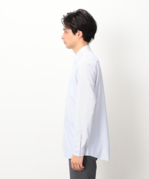 COMME CA ISM(コムサイズム)の「ポリエステル トリコット ストライプ ドレスシャツ(ビジネスシャツ・メンズ・ネイビー/グレー・MEDIUM/SMALL/X-LARGE/LARGE)」の12枚目の写真