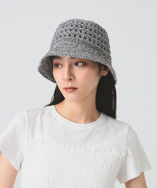 Ray BEAMS(レイビームス)の「透かし編み ハット(ハット・レディース・グレー/ミント・ONE SIZE)」の2枚目の写真