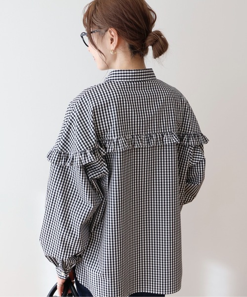 AMERICAN HOLIC(アメリカンホリック)の「イージーケアフリルシャツ(シャツ/ブラウス・レディース・イエロー/ストライプ/ブラック×ホワイト/ピンク・M/L)」の8枚目の写真