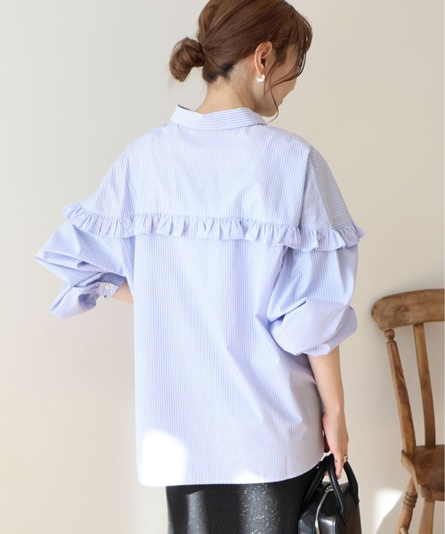 AMERICAN HOLIC(アメリカンホリック)の「イージーケアフリルシャツ(シャツ/ブラウス・レディース・イエロー/ストライプ/ブラック×ホワイト/ピンク・M/L)」の14枚目の写真