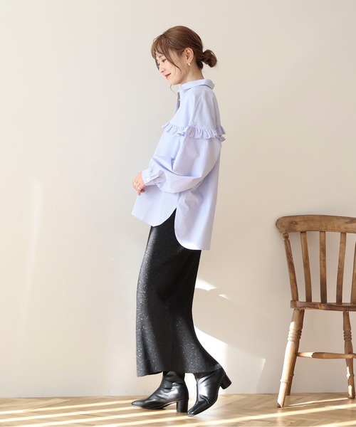 AMERICAN HOLIC(アメリカンホリック)の「イージーケアフリルシャツ(シャツ/ブラウス・レディース・イエロー/ストライプ/ブラック×ホワイト/ピンク・M/L)」の18枚目の写真