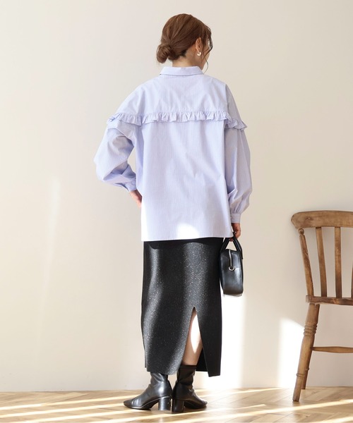 AMERICAN HOLIC(アメリカンホリック)の「イージーケアフリルシャツ(シャツ/ブラウス・レディース・イエロー/ストライプ/ブラック×ホワイト/ピンク・M/L)」の19枚目の写真