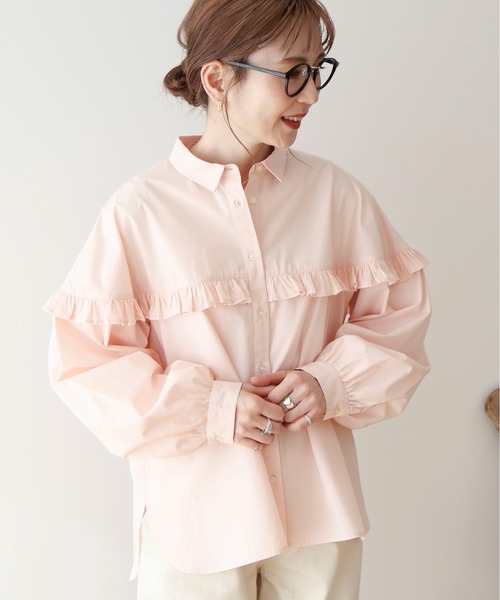 AMERICAN HOLIC(アメリカンホリック)の「イージーケアフリルシャツ(シャツ/ブラウス・レディース・イエロー/ストライプ/ブラック×ホワイト/ピンク・M/L)」の20枚目の写真