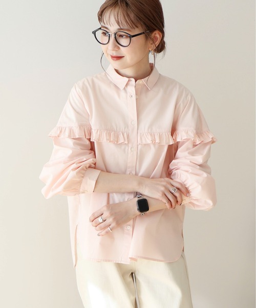 AMERICAN HOLIC(アメリカンホリック)の「イージーケアフリルシャツ(シャツ/ブラウス・レディース・イエロー/ストライプ/ブラック×ホワイト/ピンク・M/L)」の21枚目の写真