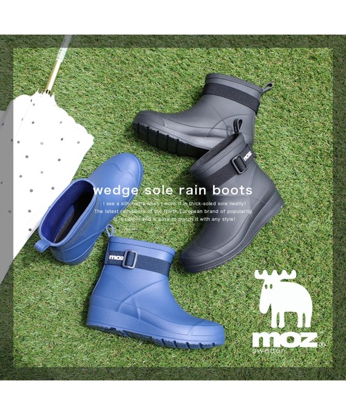 moz(モズ)の「【MOZ モズ】レインシューズ 厚底 ウエッジソール ベルト付き レインブーツ(レインシューズ・レディース・ネイビー/ブラック・LL/L/S/M)」の15枚目の写真