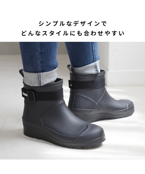 moz(モズ)の「【MOZ モズ】レインシューズ 厚底 ウエッジソール ベルト付き レインブーツ(レインシューズ・レディース・ネイビー/ブラック・LL/L/S/M)」の16枚目の写真