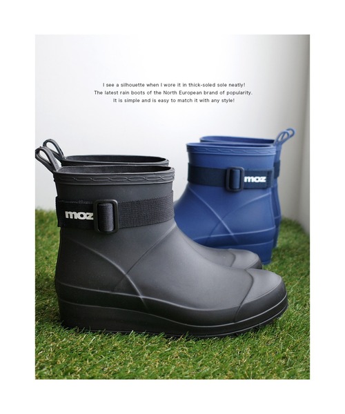moz(モズ)の「【MOZ モズ】レインシューズ 厚底 ウエッジソール ベルト付き レインブーツ(レインシューズ・レディース・ネイビー/ブラック・LL/L/S/M)」の19枚目の写真